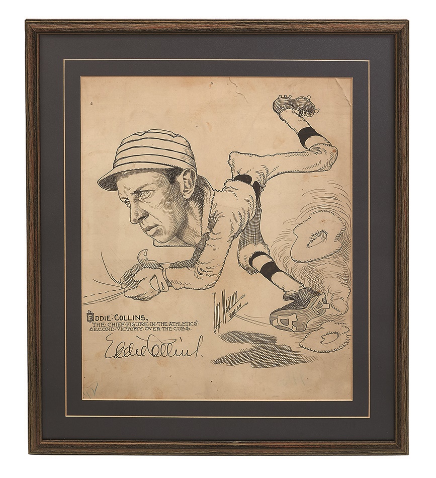 Baseball Autographs - Eddie Collins Signed Original Artwork