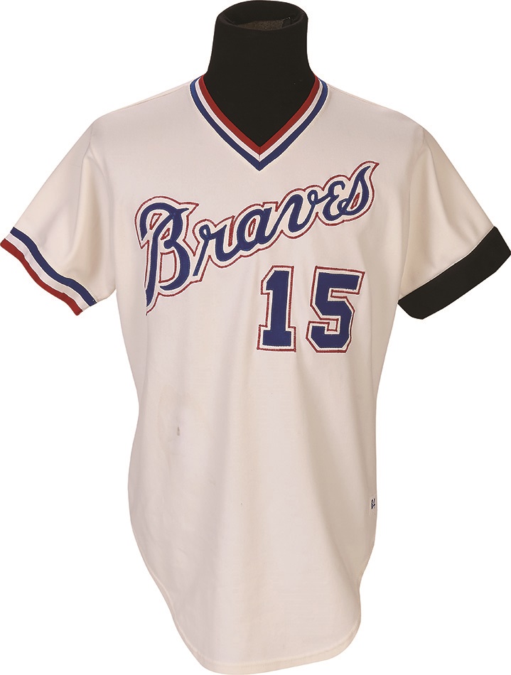 Baseball Equipment - 1984 Claudell Washington Braves Jersey With Tommie Aaron Armband