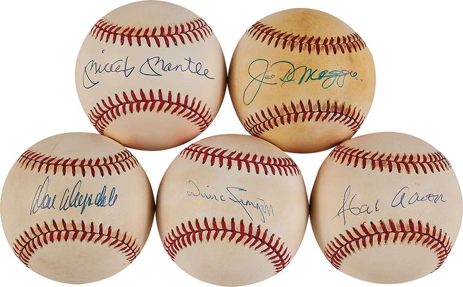 Collection of Single Signed Baseballs Including Mantle, DiMaggio, Drysdale & More (100)