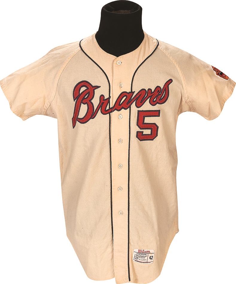 Baseball Equipment - 1966 Atlanta Braves Whitlow Wyatt Home Flannel Jersey