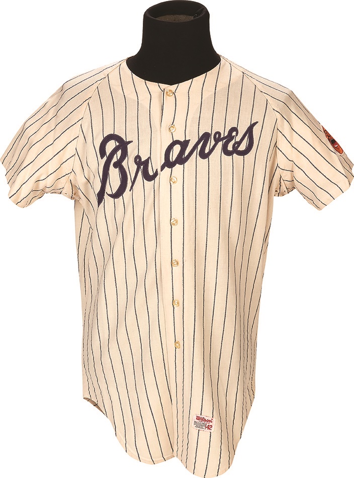 Baseball Equipment - 1968 Atlanta Braves Flannel Jersey Pat Jarvis - Nolan Ryan"s First Ever Strikeout Victim