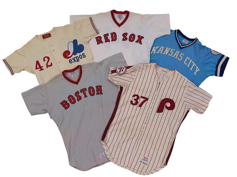 Baseball Equipment - 1970s Uniform Collection Including 1974 & 1975 Red Sox, 1976 Phillies & Royals, Expos (5)
