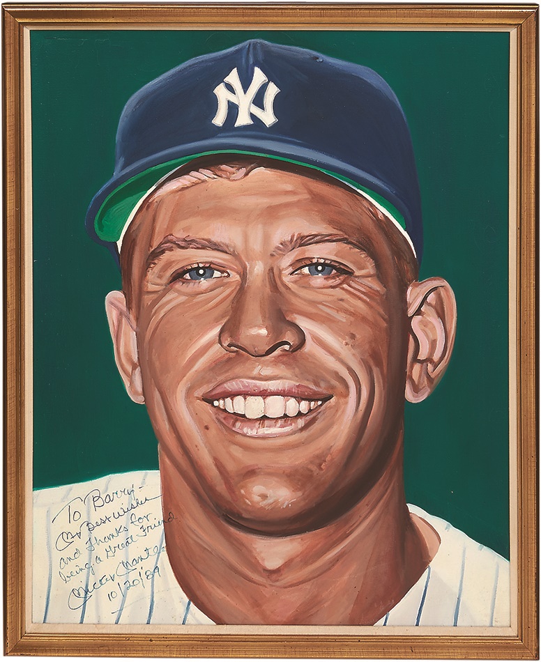Sports Fine Art - Famed Mickey Mantle Painting by Andy Jurinko Inscribed to Barry Halper