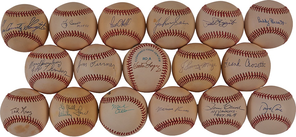 NY Yankees, Giants & Mets - New York Yankees Single Signature Baseball Collection (66)