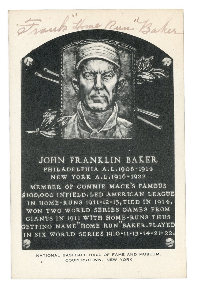 Baseball Autographs - Frank "Home Run" Baker Signed Black and White HOF Plaque