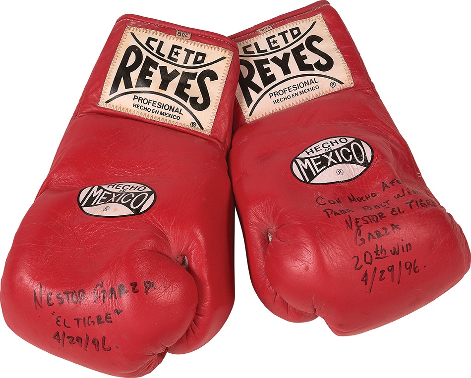 Muhammad Ali & Boxing - 1996 Nestor Garza Fight Worn Gloves (20th Win)