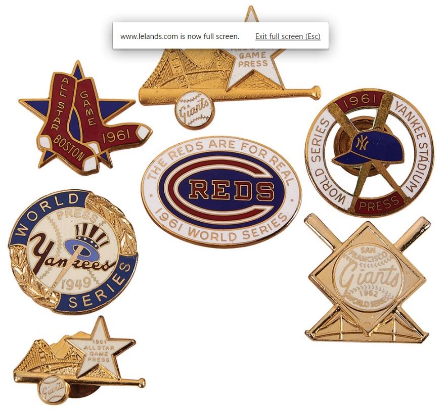 - 1949-62 World Series & All Star Press Pin Collection (8)