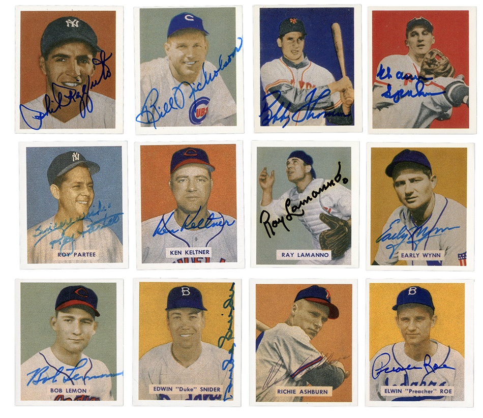 Baseball Autographs - 1949 Bowman Baseball Partially Signed Reprint Set (103 Signed)