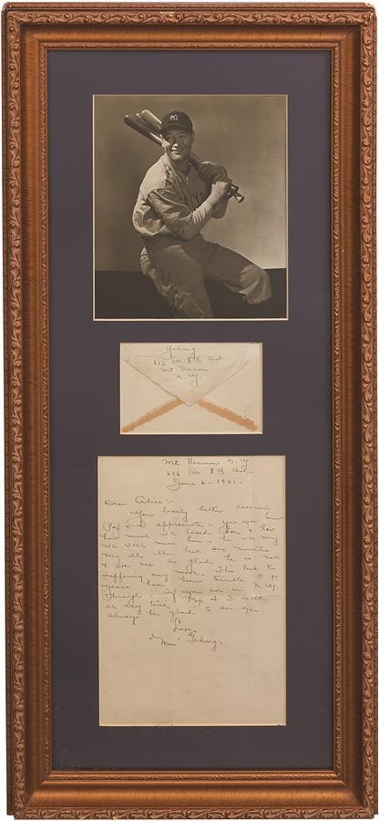 Ruth and Gehrig - 1941 Death of Lou Gehrig Letter From Ma Gehrig