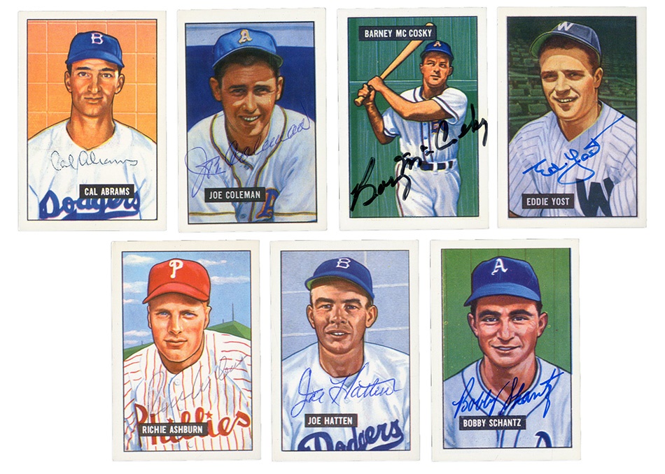 Baseball Autographs - 1951 Bowman Baseball Parially Signed Reprint Set (82 Signed)