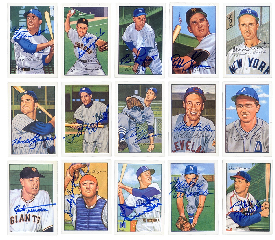 Baseball Autographs - 1952 Bowman Baseball Partially Signed Reprint Set (149 Signed)