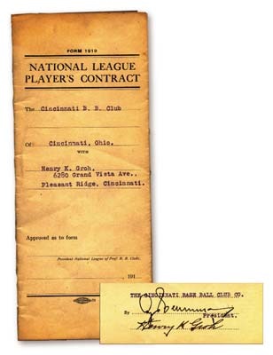 - 1920 Heine Groh Uniform Player's Contract
