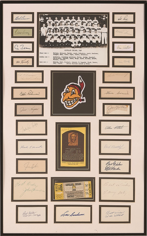 Baseball Autographs - 1948 World Champion Cleveland Indians Autograph Display