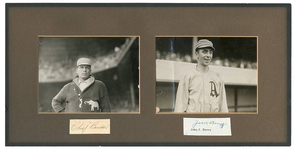Baseball Autographs - Chief Bender & Jack Barry Letter Cuts with Exceptional Vintage Photos