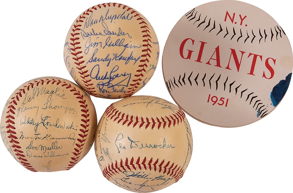 Incredible MINT Signed Baseballs with 1951 New York Giants (4)