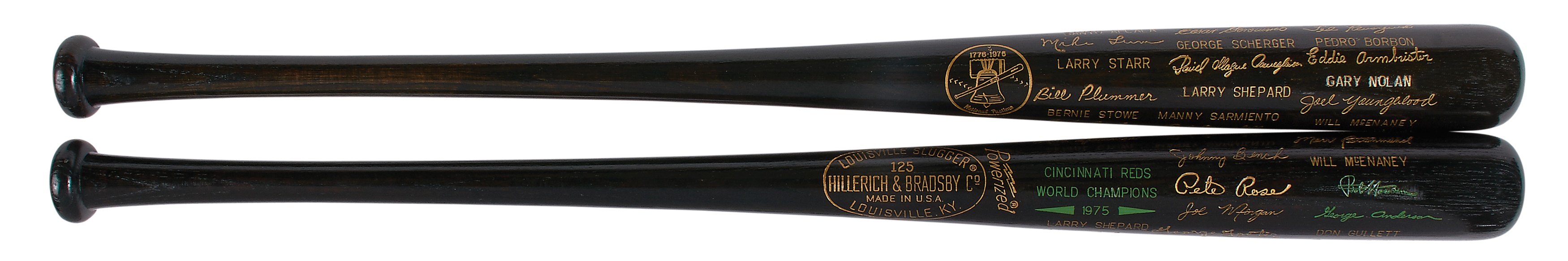 Baseball Equipment - Mint 1975 and 1976 Cincinnati Reds World Series Black Bats