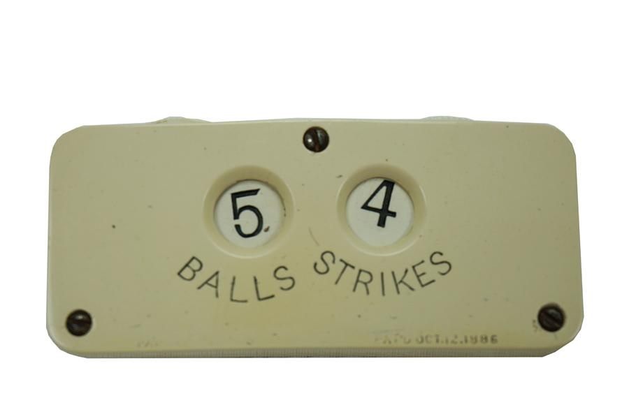 - 1887 Four Strikes and Five Balls Celluloid Umpire Indicator in Original Box