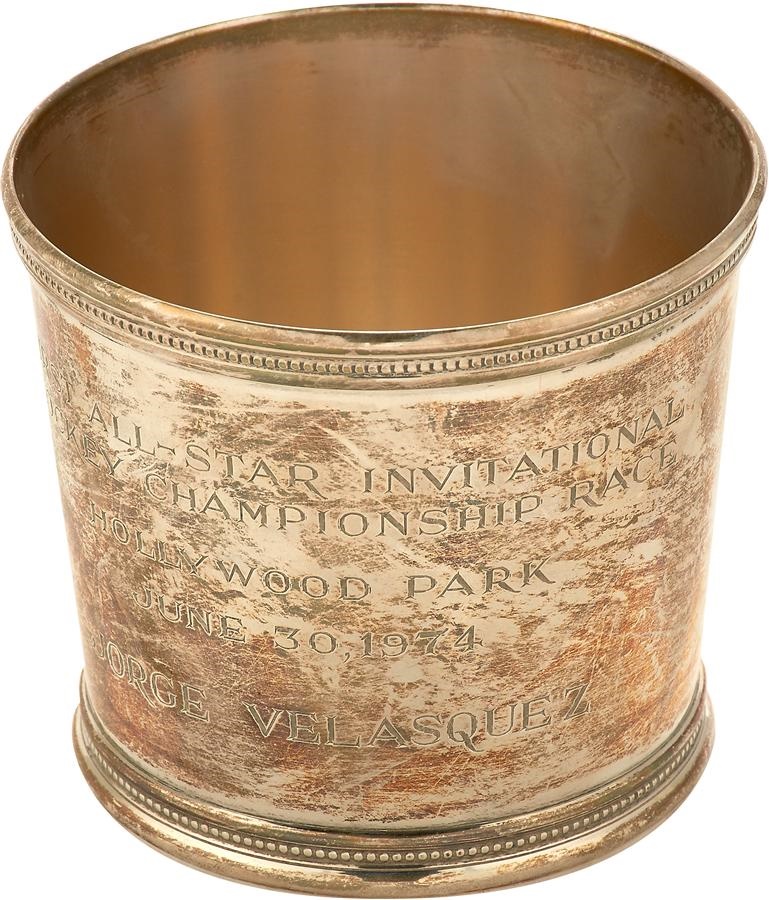 The Jorge Velasquez Horse Racing Collection - 1974 First All Star Jockey Championship Trophy Cup