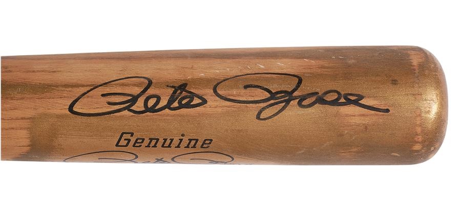 Baseball Equipment - Very Rare Pete Rose Game Used Gold Mizuno Bat (PSA 9)