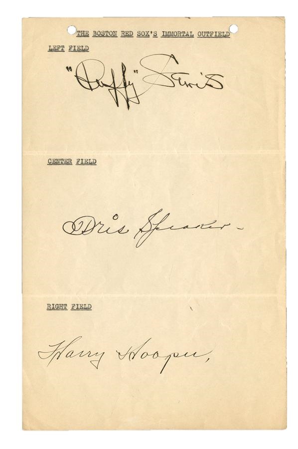 Baseball Autographs - 1915 Hooper, Lewis and Speaker Autographs