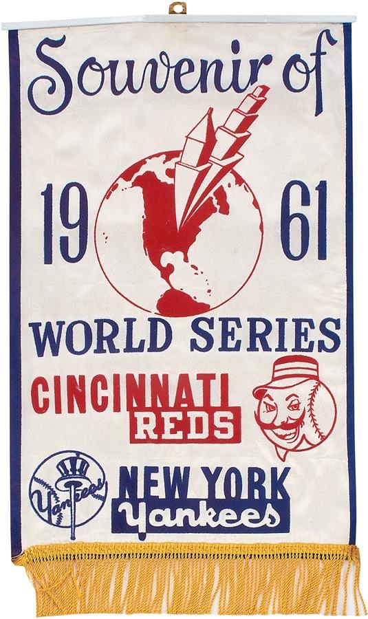 NY Yankees, Giants & Mets - 1961 World Series Silk Banner