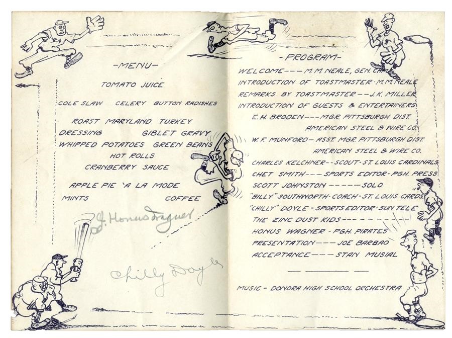 - 1941 Honus Wagner & Stan Musial Signed Testimonial Dinner Program