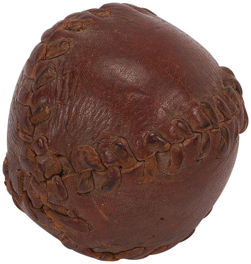 19th Century - 1860s Lemon Peel Leather Baseball