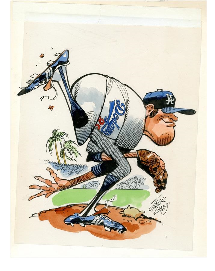 Sports Fine Art - 1990 Los Angeles Dodgers Original Art by MAD Artist Jack Davis