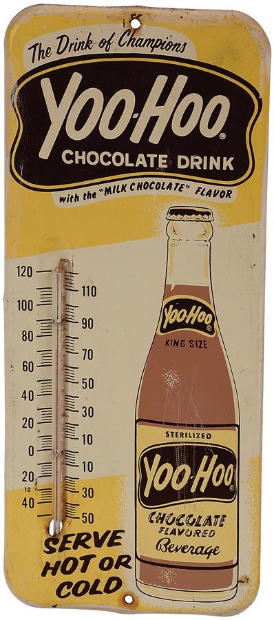 NY Yankees, Giants & Mets - 1960s Yoo-Hoo Tin Litho Advertising Thermometer