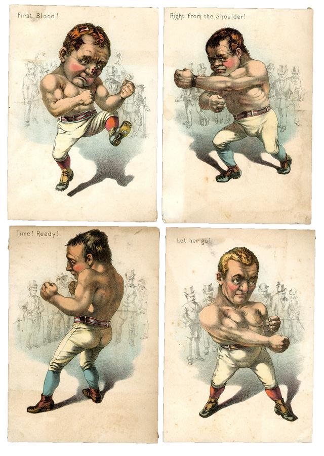 Muhammad Ali & Boxing - 1880s Set of 4 Boxing Trade Cards