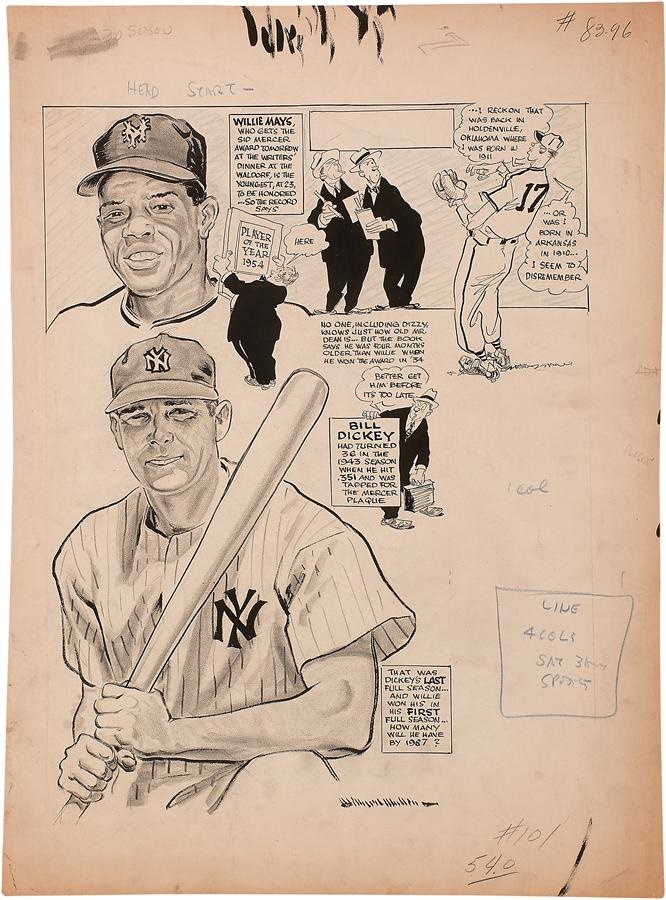 Sports Fine Art - Willie Mays 1954 William Mullin Original Art