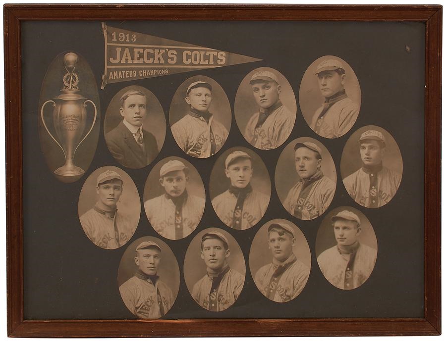 1913 Jaeck's Colts Photo Montage with Spalding Trophy