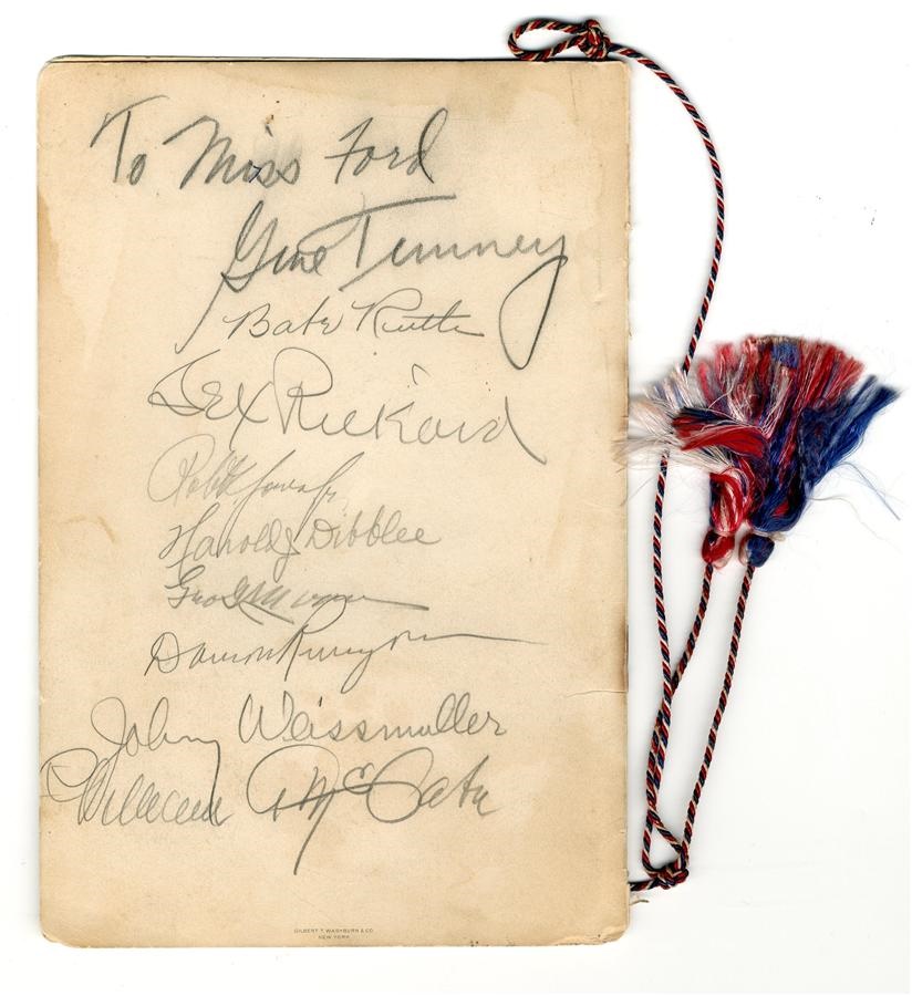 Ruth and Gehrig - Babe Ruth & Bobby Jones Signed 1928 Dinner Program for the "World Champions"