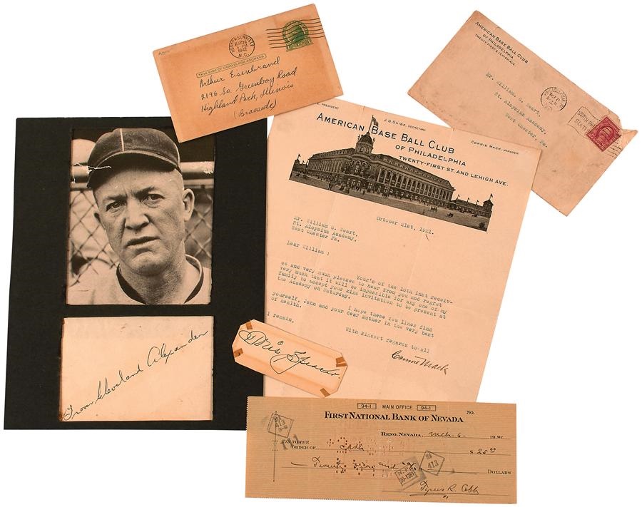 Baseball Autographs - Five Original Hall of Famers Signed Items