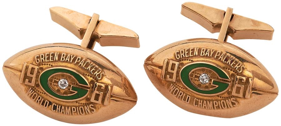 - 1961 Green Bay Packers World Championship 10k Gold Cufflinks