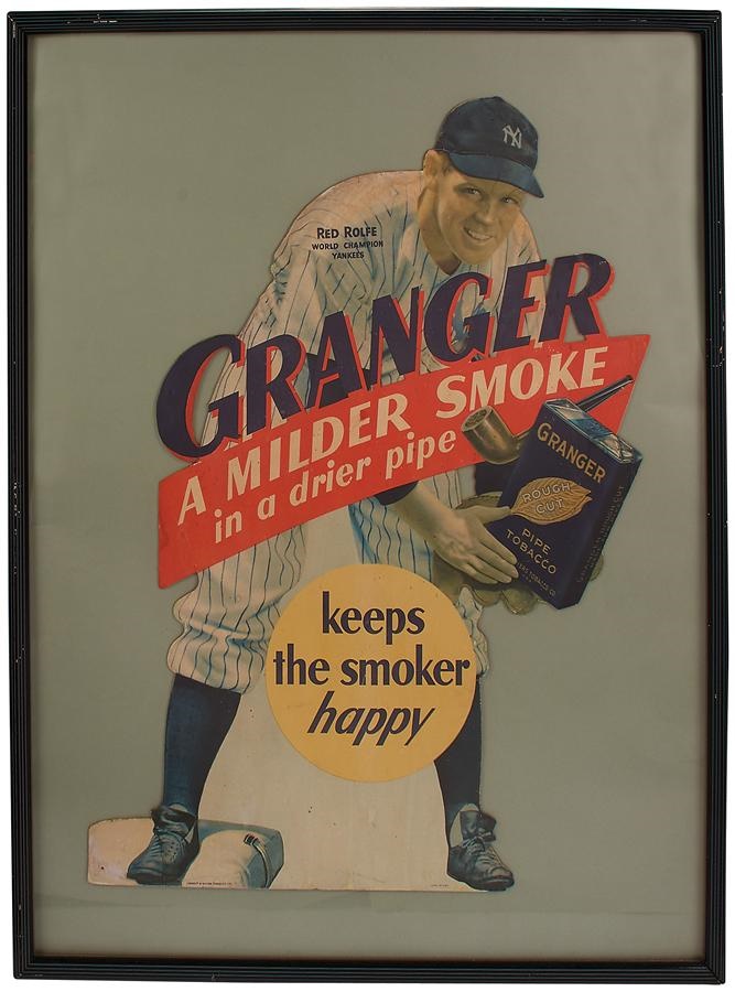 NY Yankees, Giants & Mets - 1930s Red Rolfe Granger Tobacco Advertising Sign
