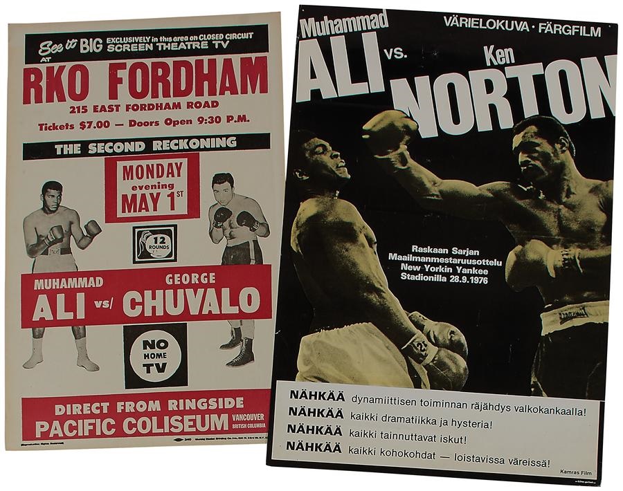 Muhammad Ali & Boxing - 1972 & 1976 Muhammadi Ali v. Norton & Chuvalo Closed Circuit Fight Posters (2)