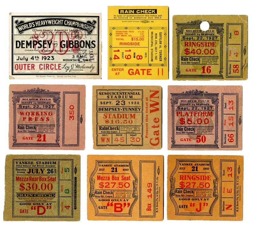 Muhammad Ali & Boxing - Great Fights Boxing Ticket Stubs From Jack Johnson to Tunney-Dempsey Long Count to Marciano's Last (16)