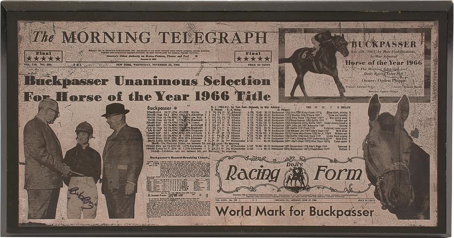 The Braulio Baeza Collection of Horse Racing Memor - 1966 "Buckpasser" Horse of the Year Daily Racing Form Award Plaque
