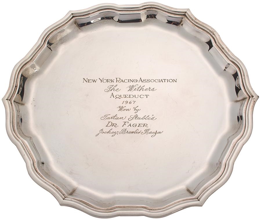 The Braulio Baeza Collection of Horse Racing Memor - 1967 "Dr. Fager" The Withers Silver Tray