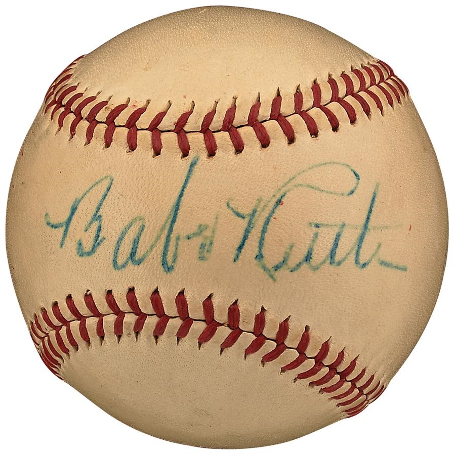 Ruth and Gehrig - Spectacular Babe Ruth Single Signed Baseball (PSA 7 NM)