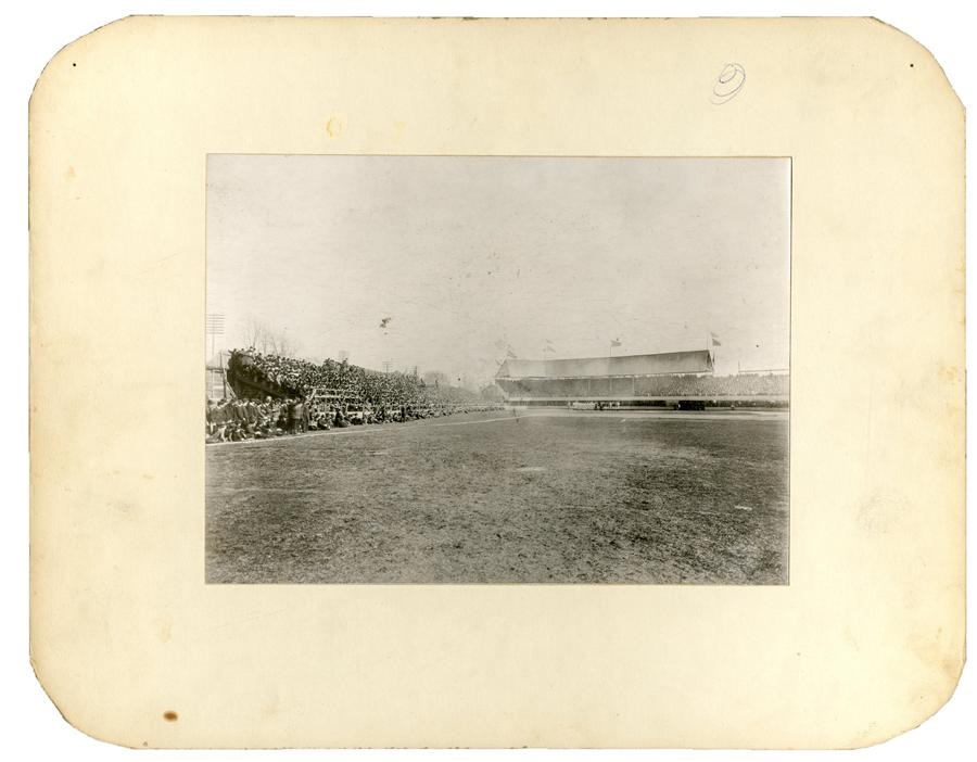 1907 World Series Bennett Park Pair of Mounted Albumen Photos