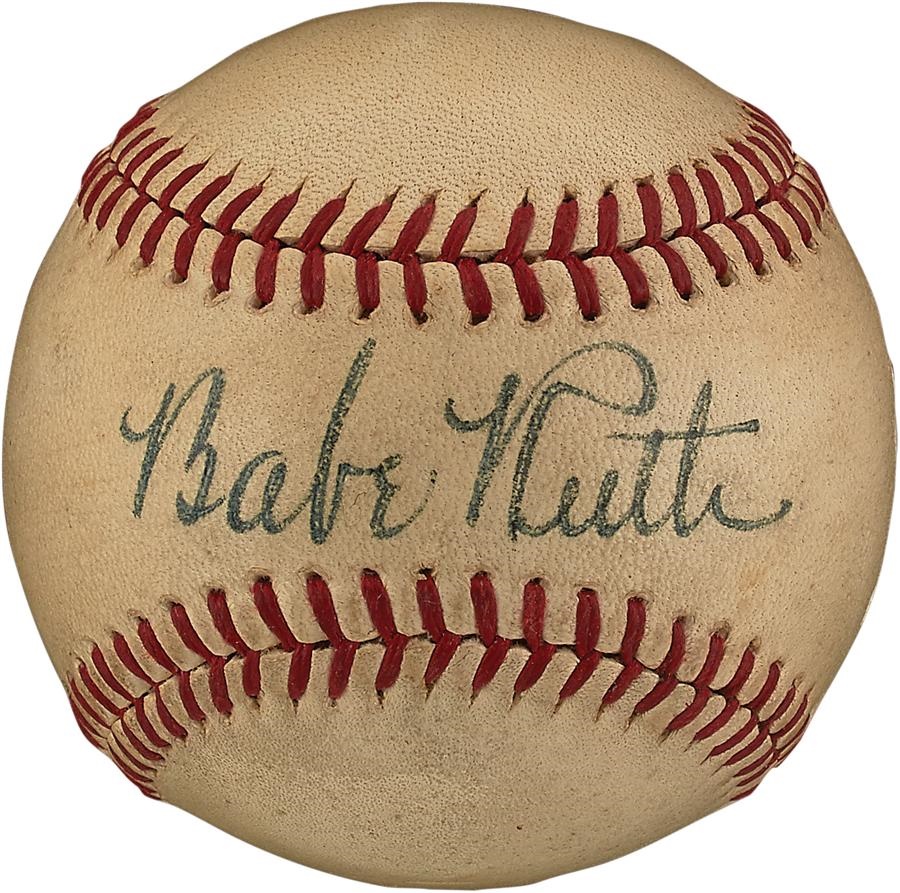 Ruth and Gehrig - High Grade Babe Ruth Single Signed Baseball