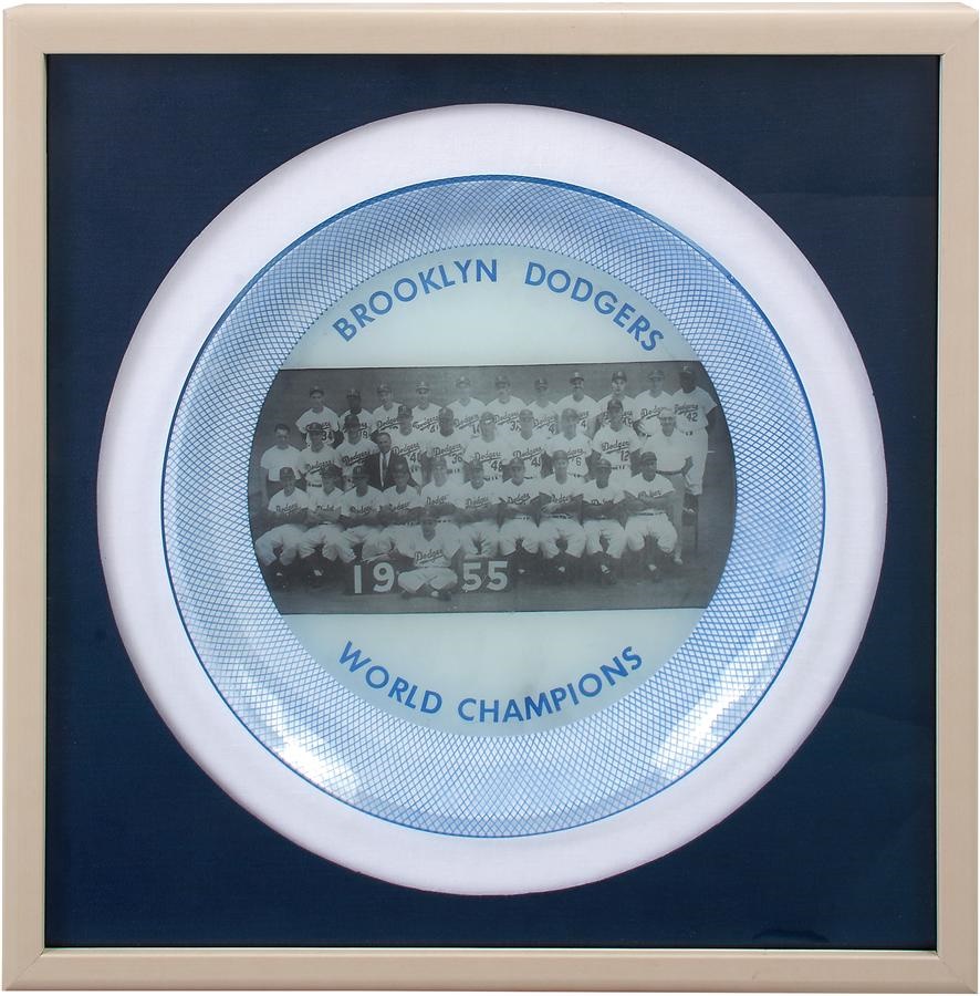 - 1955 Brooklyn Dodgers World Champions Glass Charger