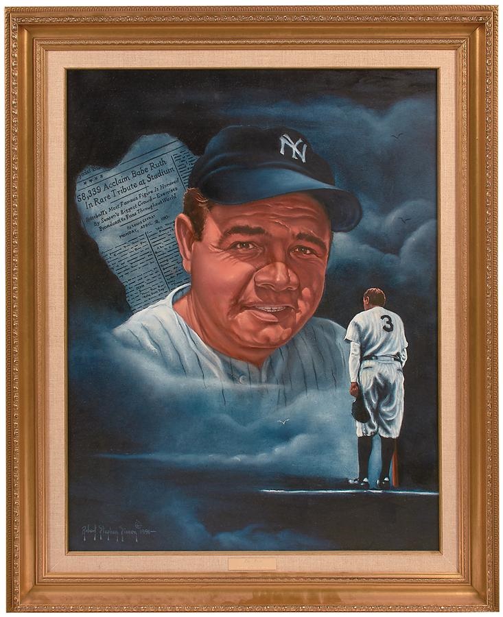 Sports Fine Art - Babe Ruth Oil Painting by Robert Stephen Simon