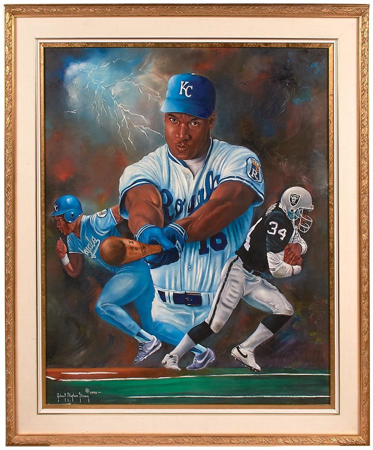 Sports Fine Art - Bo Jackson Oil Painting by Robert Stephen Simon