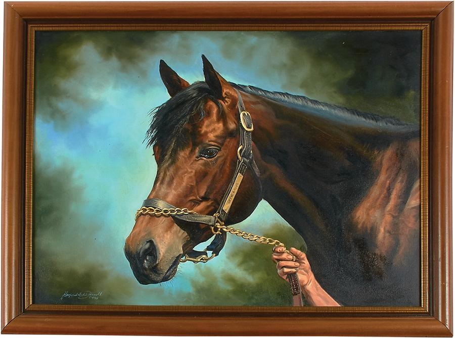 Spend A Buck Horse Racing Collection - "Spend A Buck" Oil on Canvas by Michael Duval Finnell (1947-1999)
