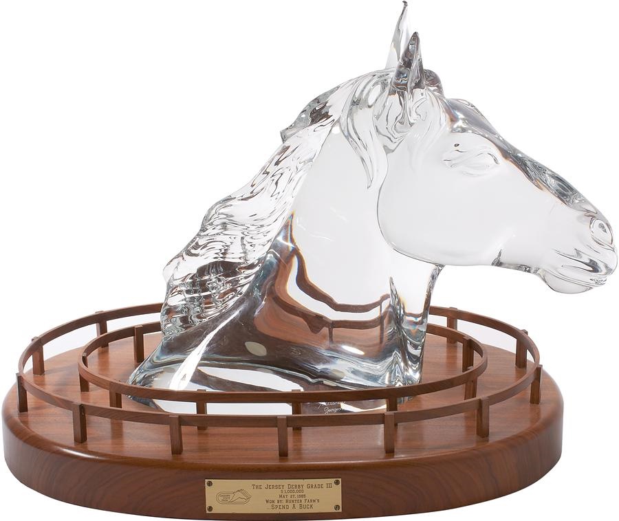 Spend A Buck Horse Racing Collection - Baccarat Crystal 1985 Jersey Derby Winner's Trophy (Spend A Buck)