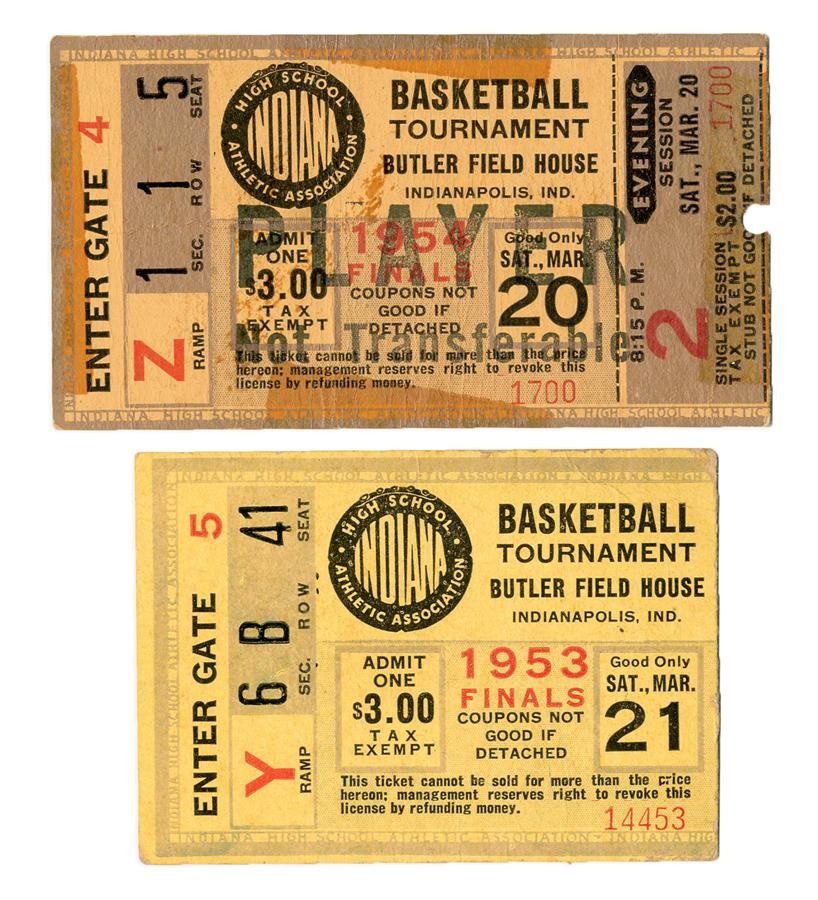 1953 and 1954 Milan Indians State Finals Tickets