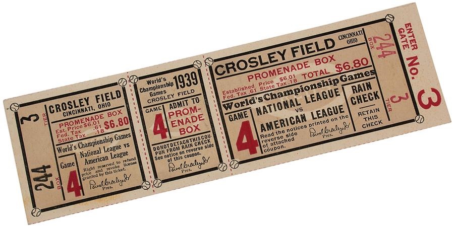 - 1939 World Series Game 4 Full Ticket